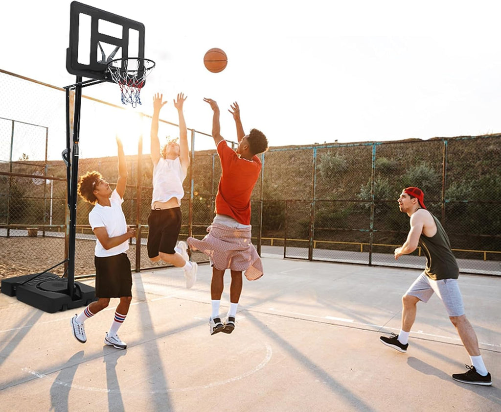 Portable Basketball Hoop Outdoor, 4.9-10FT Height Adjustable Basketball Hoop Goal System with 44 Inch Shatterproof Backboard, Sturdy Base,Ideal for Youth/Teens/Adults Indoor Outdoor 3+
