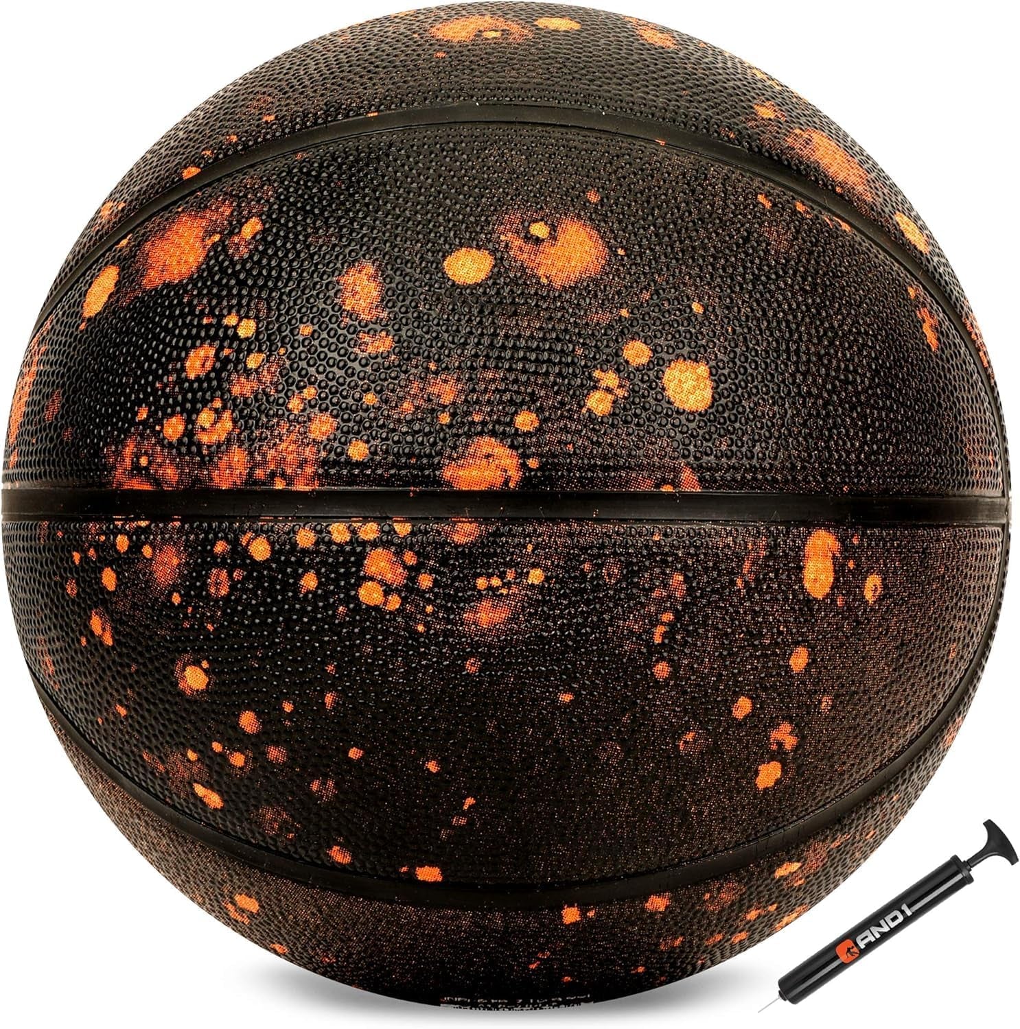 AND1 Rubber Basketball: Official Regulation Size 7 (29.5 Inches) - Deep Channel Construction Streetball, Made for Indoor Outdoor Basketball Games