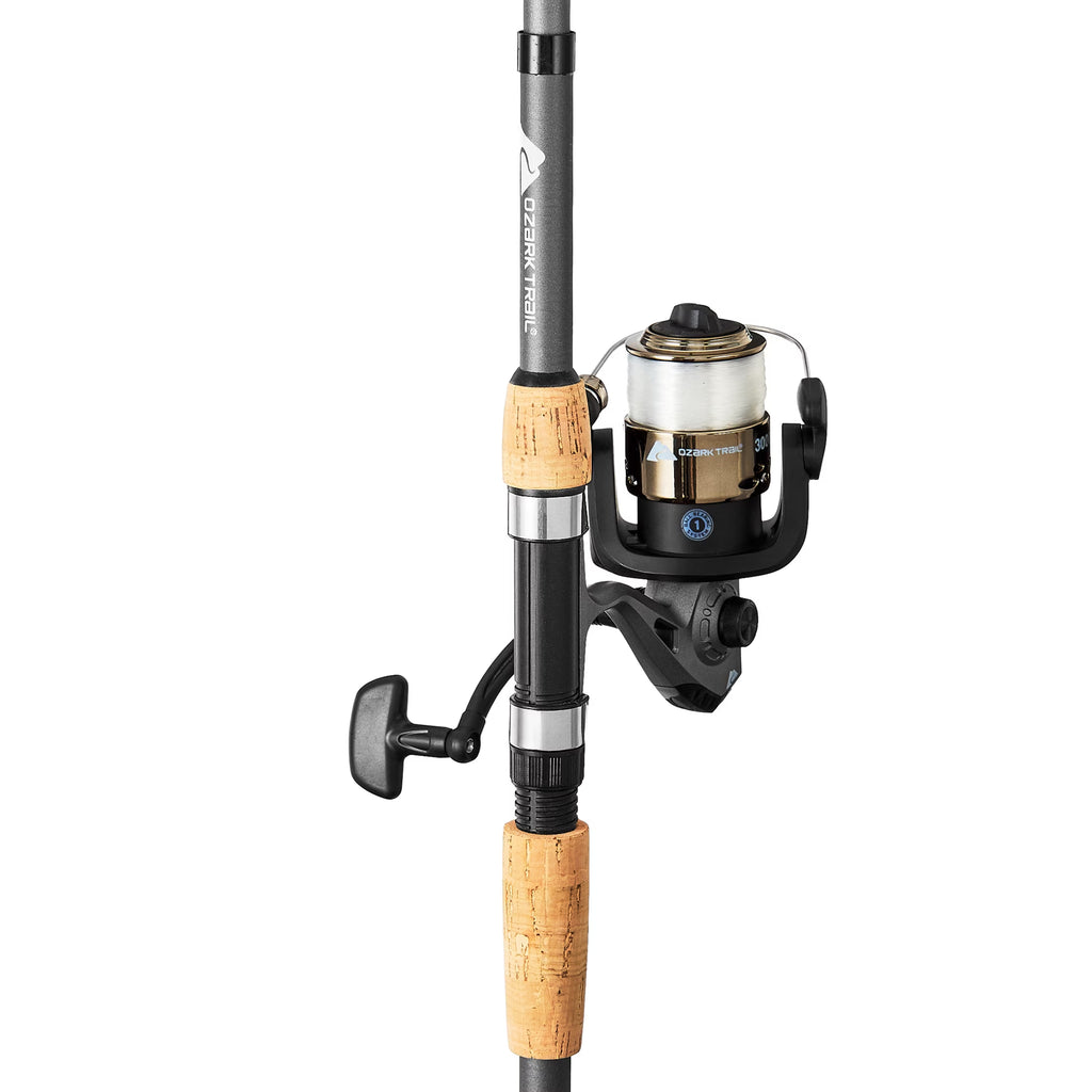 (3 Pack) Ozark Trail Composite Telescopic Fishing Rod and Reel Combo with Baits for Adults, Teens, and Kids, 6' 6", Gray