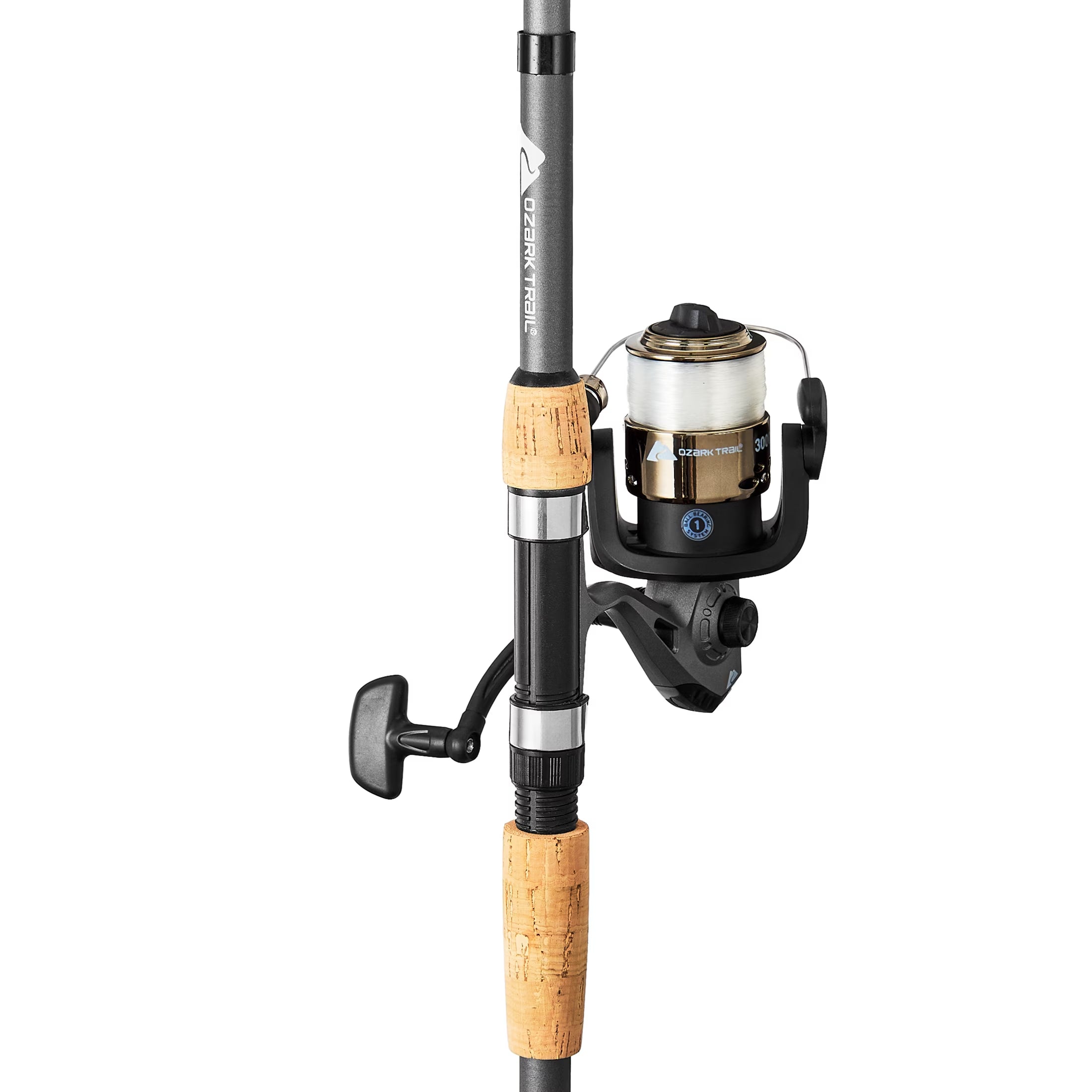(3 Pack) Ozark Trail Composite Telescopic Fishing Rod and Reel Combo with Baits for Adults, Teens, and Kids, 6' 6", Gray