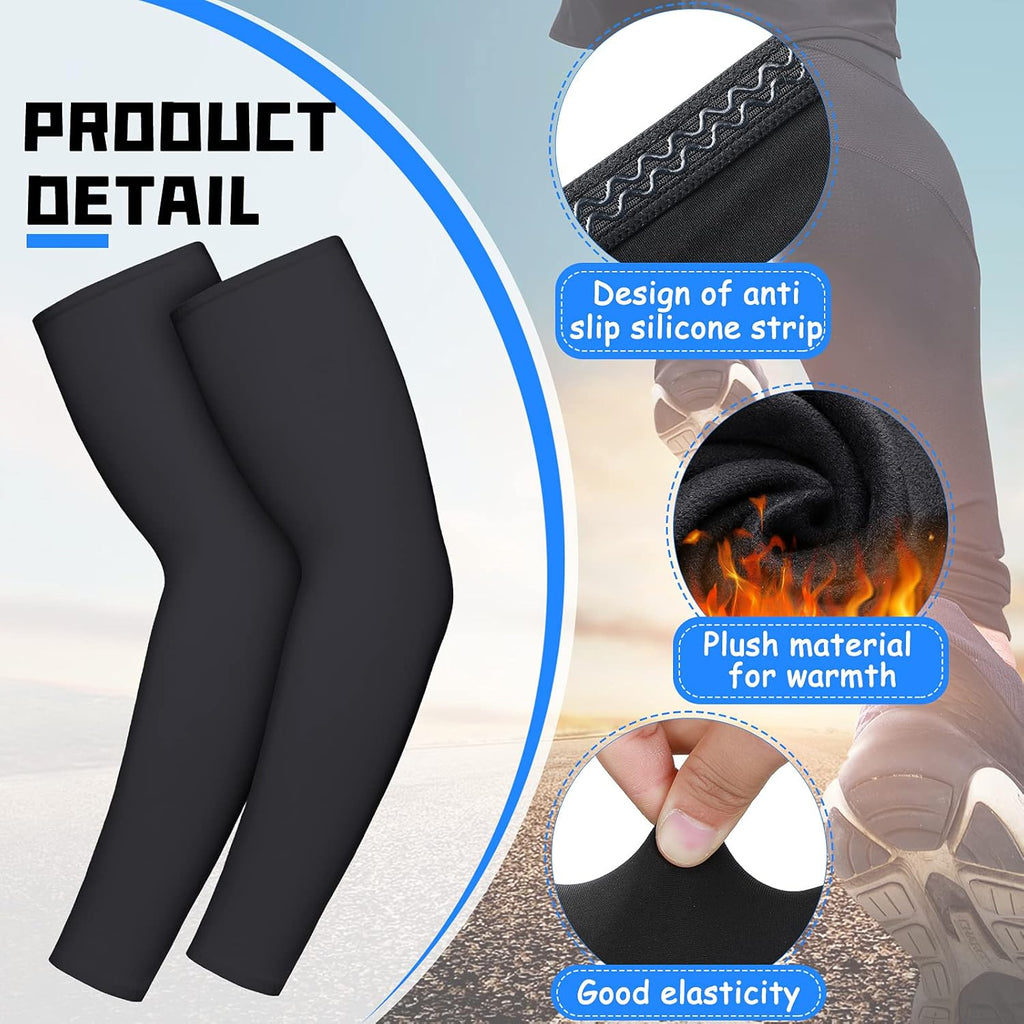 Skylety 4 Pieces Thermal Arm Warmer Compression Arm Sleeve for Men Women Winter Outdoor Activities Cycling Basketball Running