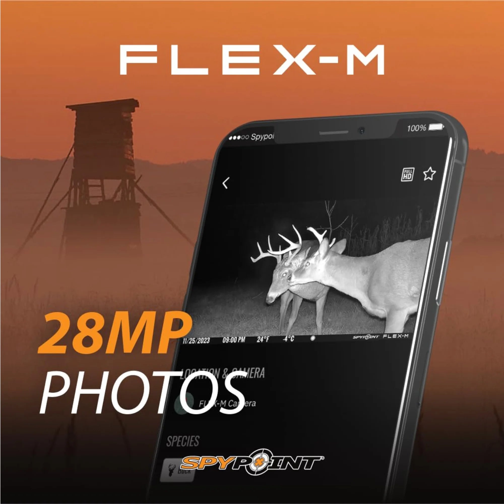 SPYPOINT Flex-M Cellular Trail Camera, 28MP Photos, 720P Video with Sound, Night Vision, Motion Activated, Dual-Sim LTE, 1 Pack