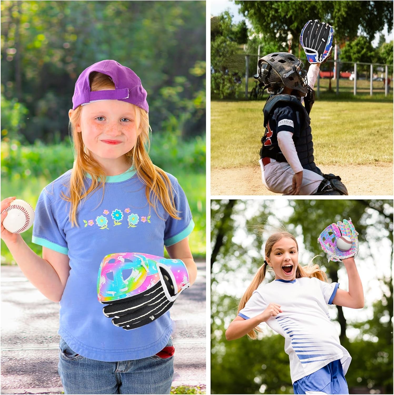 Kids Baseball Glove,Softball Gloves,Baseball Softball Mitt for Kids Girls Toddlers, Tee Ball Glove for Training and Beginner Play, Left Hand Glove, Right Hand Throw