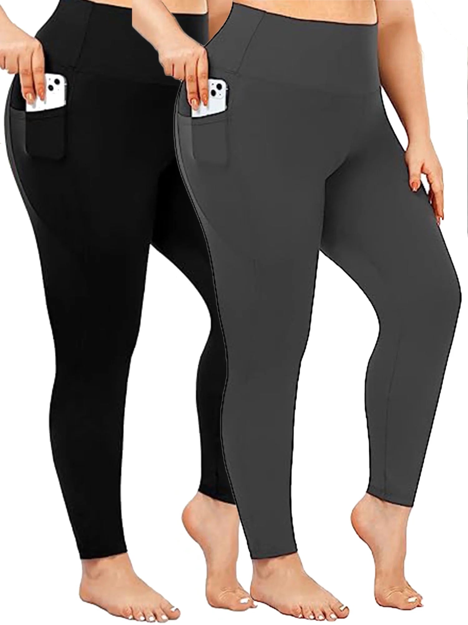 Nausy Women'S High Waist Yoga Pants with Pockets plus Size Leggings Tummy Control Workout Yoga Leggings