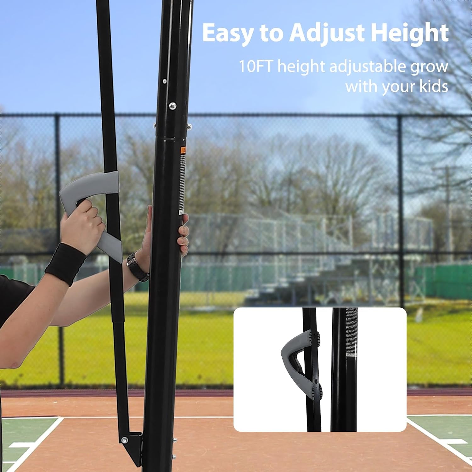 Portable Basketball Hoop Outdoor, 4.9-10FT Height Adjustable Basketball Hoop Goal System with 44 Inch Shatterproof Backboard, Sturdy Base,Ideal for Youth/Teens/Adults Indoor Outdoor 3+