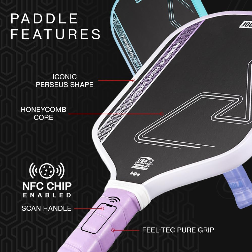 JOOLA Heat Vision Pickleball Paddles Set of 2 - Includes: 2 Pickleball Paddles, 4 Balls & Sling Bag - Lightweight USAPA Approved Carbon Fiber Paddle, Heat-Pressed Handle for Extra Stability, NFC Chip