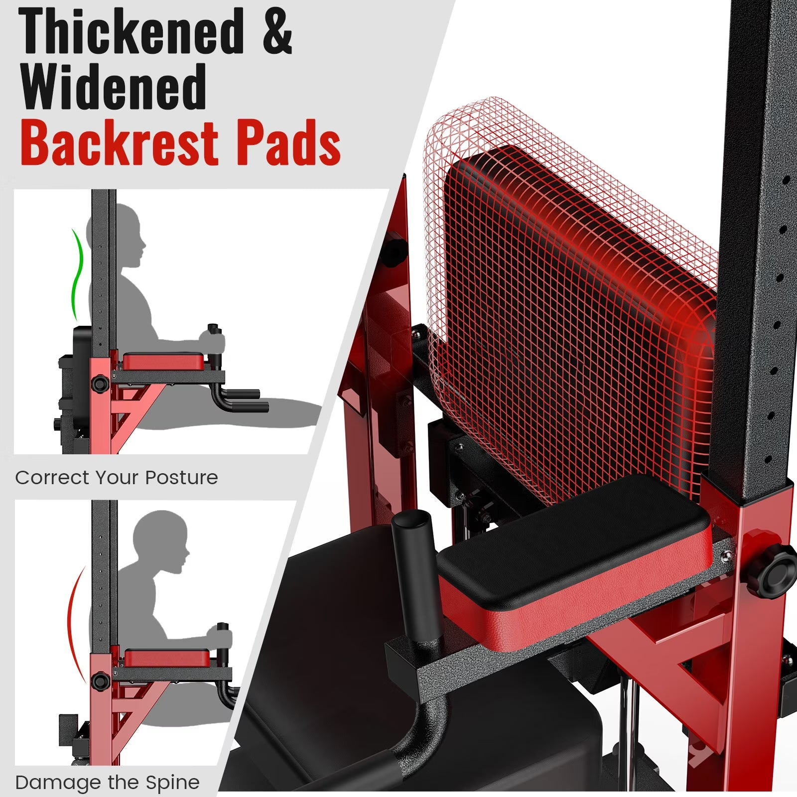HASIMAN Power Tower Pull up Bar Dip Station with Resistance Assisted Pad Multi-Function Adjustable Height Home Gym Strength Training Fitness Workout Equipment 480 LBS