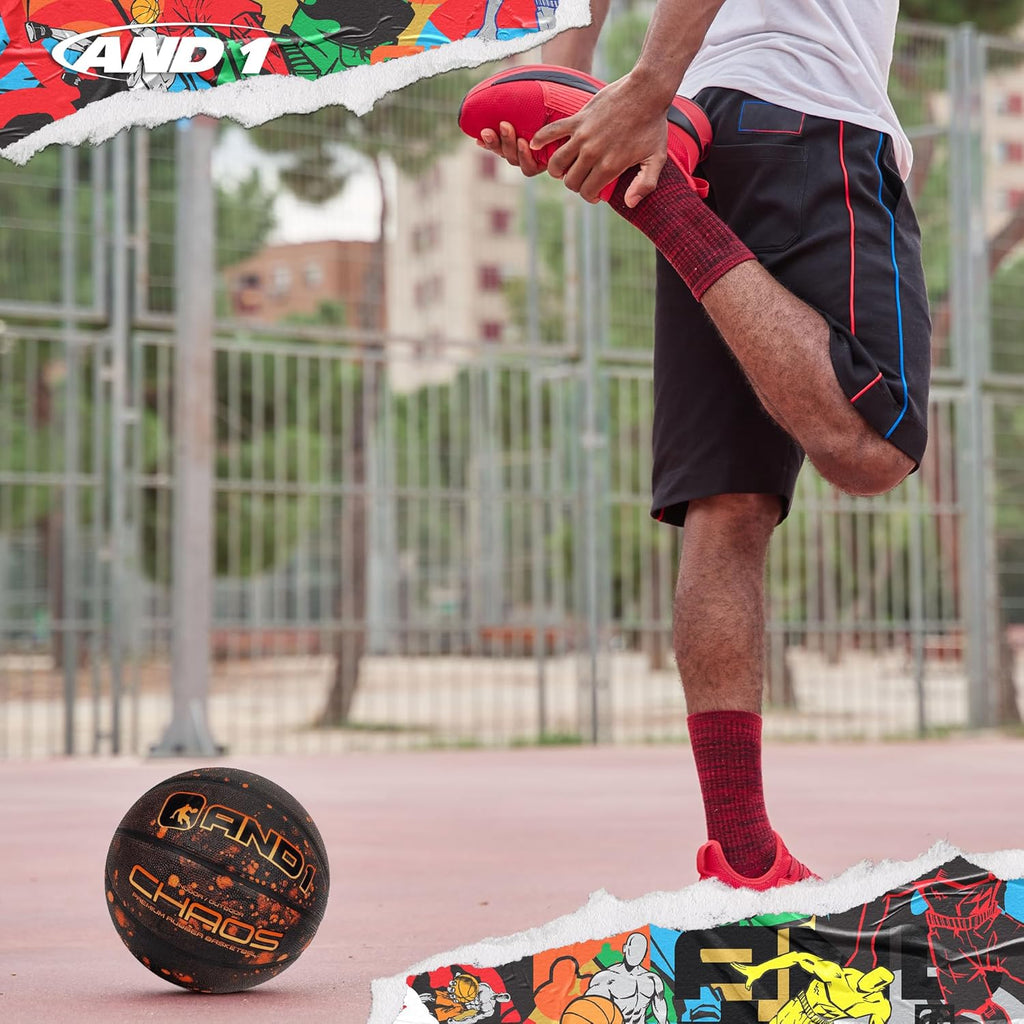 AND1 Rubber Basketball: Official Regulation Size 7 (29.5 Inches) - Deep Channel Construction Streetball, Made for Indoor Outdoor Basketball Games