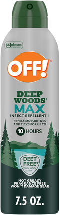 OFF! Deep Woods Max Insect Repellent, Mosquito & Tick Aerosol Bug Spray with 20% Picaridin, Long Lasting Deet-Free Protection for up to 10 Hours 7.5 Oz