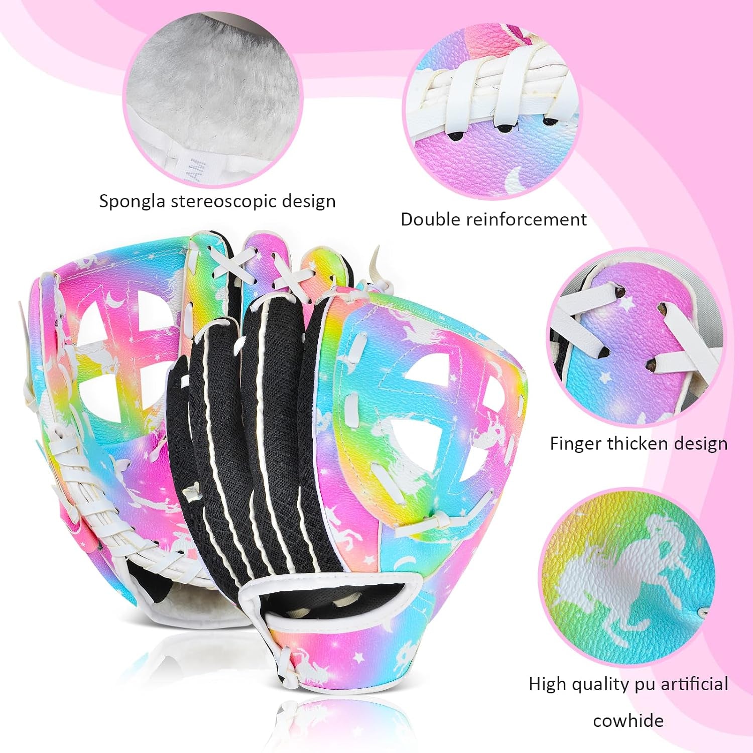 Kids Baseball Glove,Softball Gloves,Baseball Softball Mitt for Kids Girls Toddlers, Tee Ball Glove for Training and Beginner Play, Left Hand Glove, Right Hand Throw
