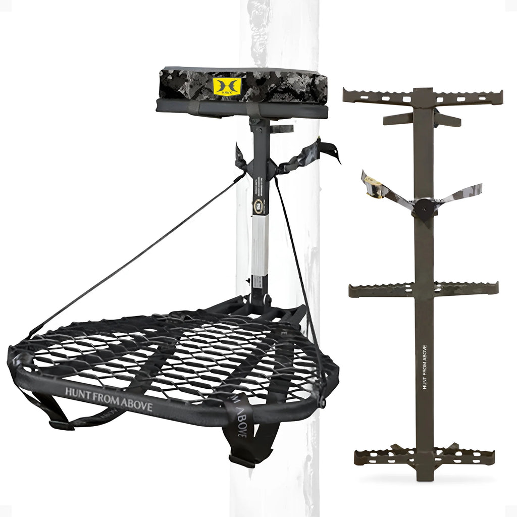 Hawk Ranger Traction 3-Pack Climbing Sticks with Treestand and Body Harness