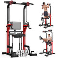HASIMAN Power Tower Pull up Bar Dip Station with Resistance Assisted Pad Multi-Function Adjustable Height Home Gym Strength Training Fitness Workout Equipment 480 LBS