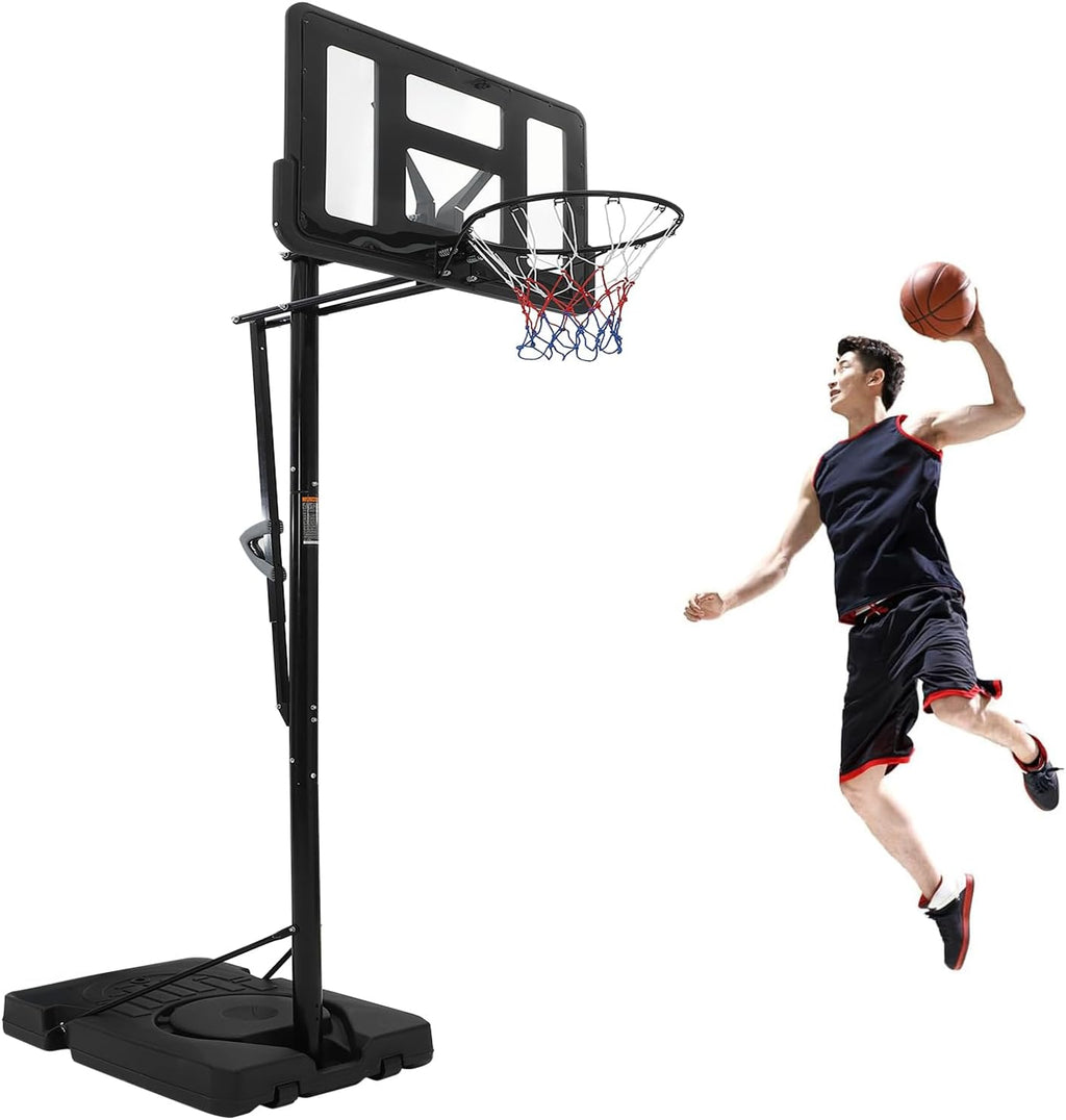 Portable Basketball Hoop Outdoor, 4.9-10FT Height Adjustable Basketball Hoop Goal System with 44 Inch Shatterproof Backboard, Sturdy Base,Ideal for Youth/Teens/Adults Indoor Outdoor 3+