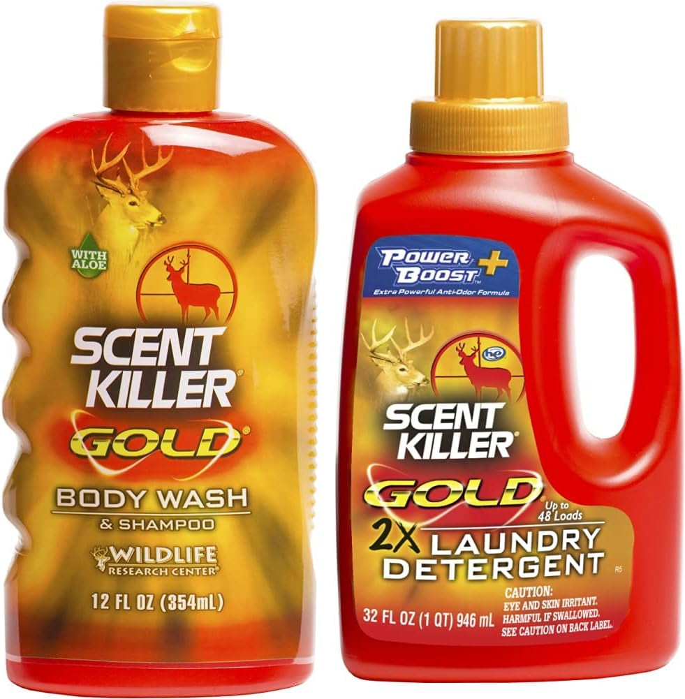 Scent Killer Gold Body Wash and Shampoo, (12-Ounce), Multi&Wildlife Research 1249 Gold Clothing Wash Scent Killer 32 OZ