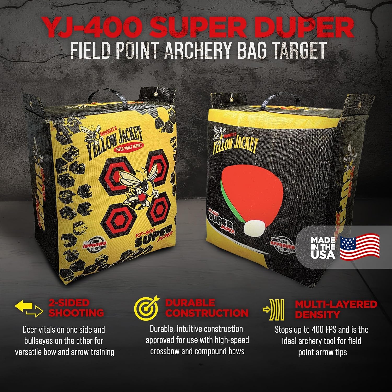 Morrell Super Duper Field Point Bow Targets Archery Block Bag, Yellow | Portable Outdoor Target Practice Equipment for High Speed Compound Bows and Crossbows