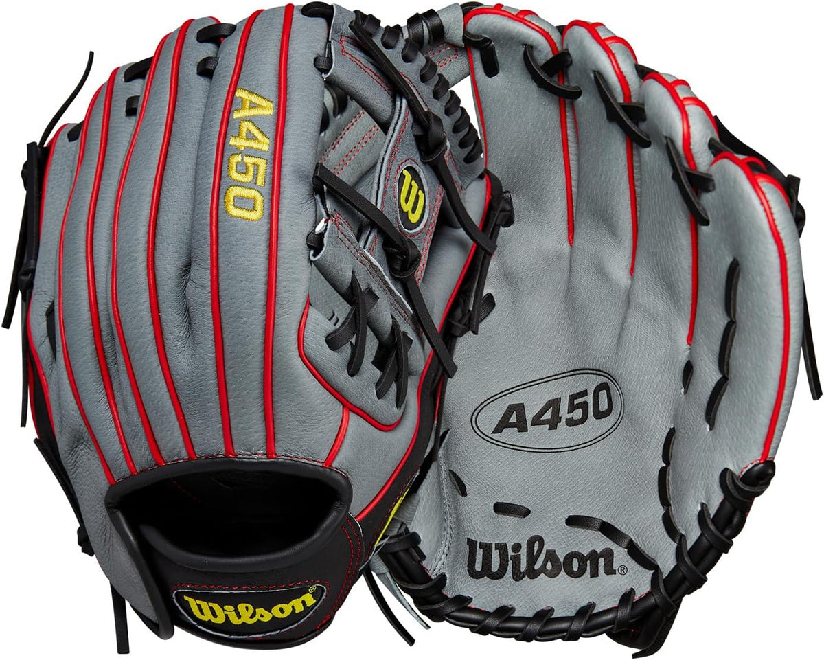 Wilson | A450 | Adult + Youth Baseball Glove + Mitt | Sizes 10.75" - 12" | Right + Left Hand Throw | Multiple Styles