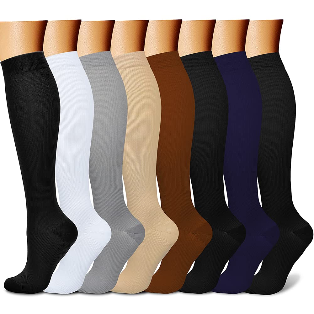 CHARMKING Compression Socks for Women & Men Circulation (8 Pairs) 15-20 mmHg is Best Support for Athletic Running,Cycling - 3Sons Sports & Fitness