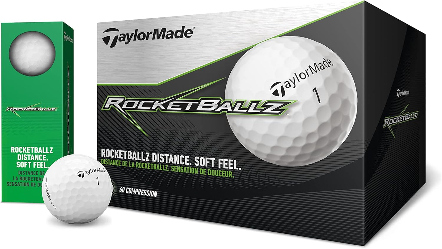 Taylormade Golf Rocketballz 36 Ball Pack & Pride Professional Tee System 75 Count, White