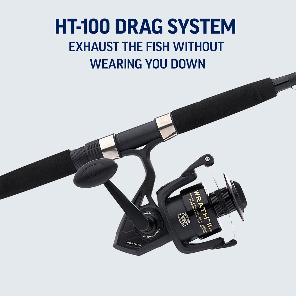 PENN Wrath II Spinning Fishing Combo, 6'6" Medium Light Rod, 2500 Size Reel