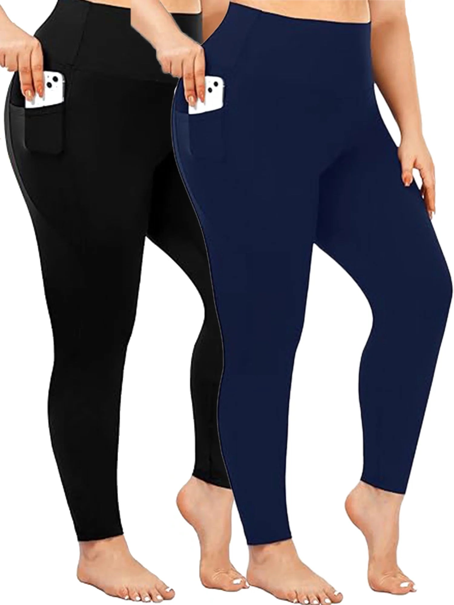 Nausy Women'S High Waist Yoga Pants with Pockets plus Size Leggings Tummy Control Workout Yoga Leggings