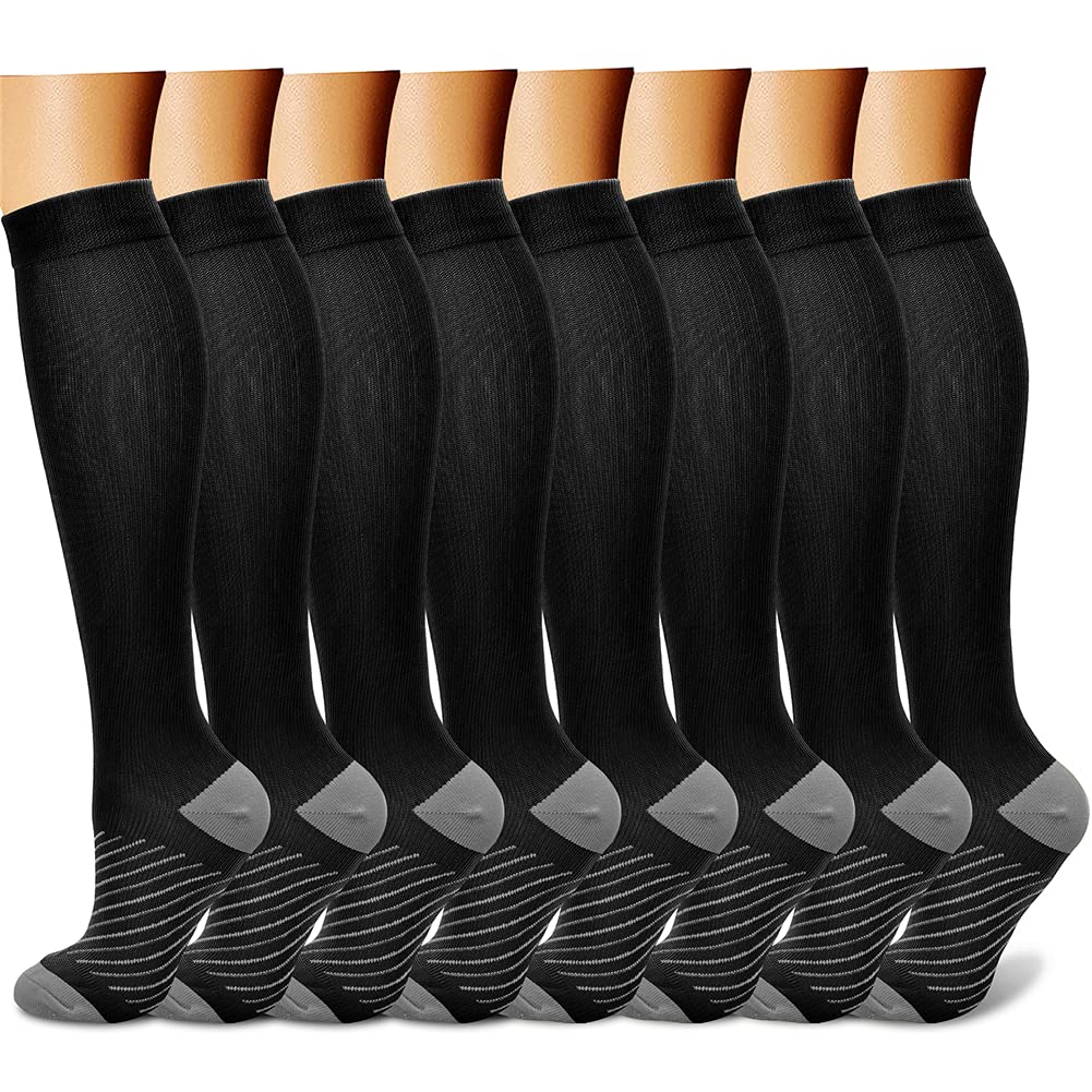 CHARMKING Compression Socks for Women & Men Circulation (8 Pairs) 15-20 mmHg is Best Support for Athletic Running,Cycling - 3Sons Sports & Fitness