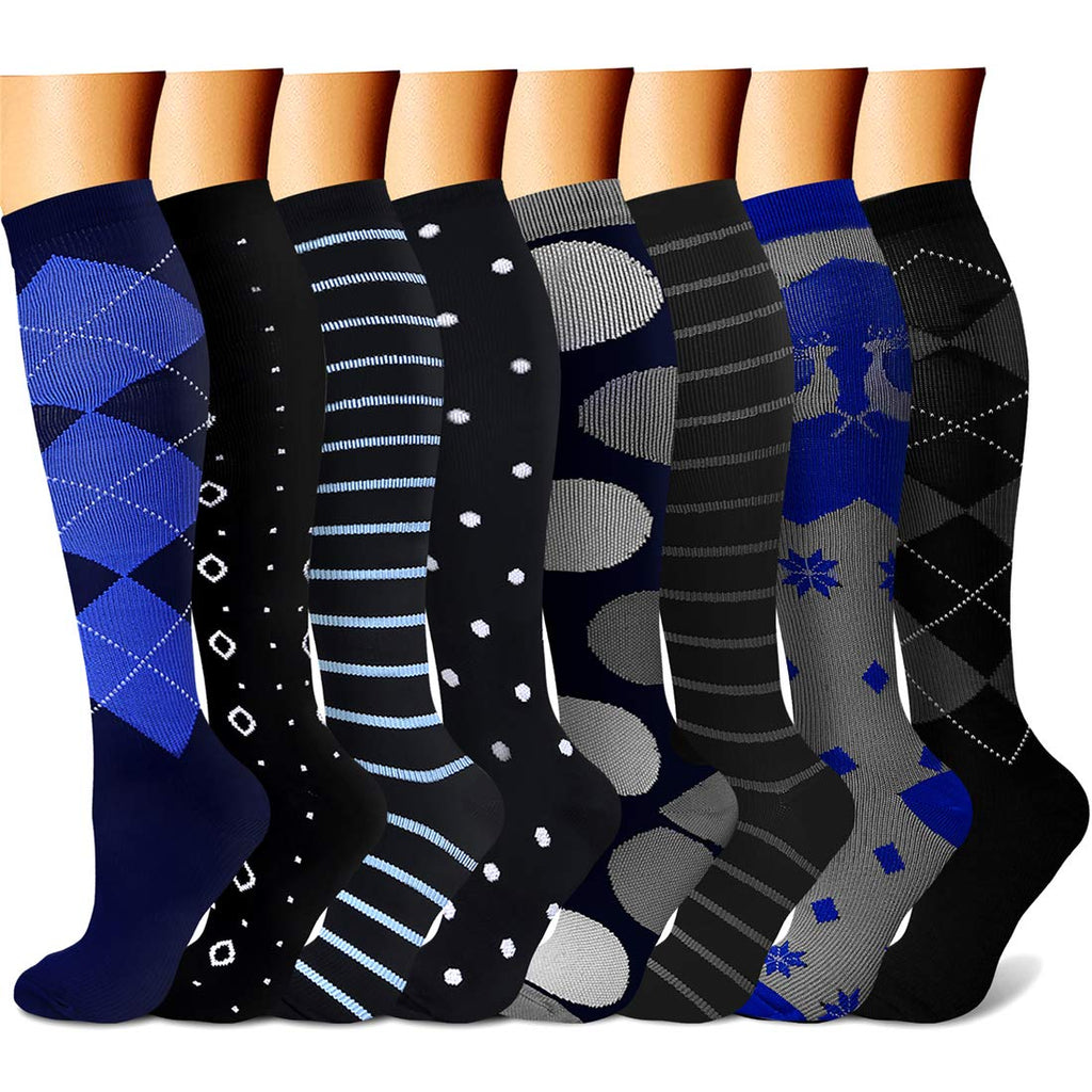 CHARMKING Compression Socks for Women & Men Circulation (8 Pairs) 15-20 mmHg is Best Support for Athletic Running,Cycling - 3Sons Sports & Fitness