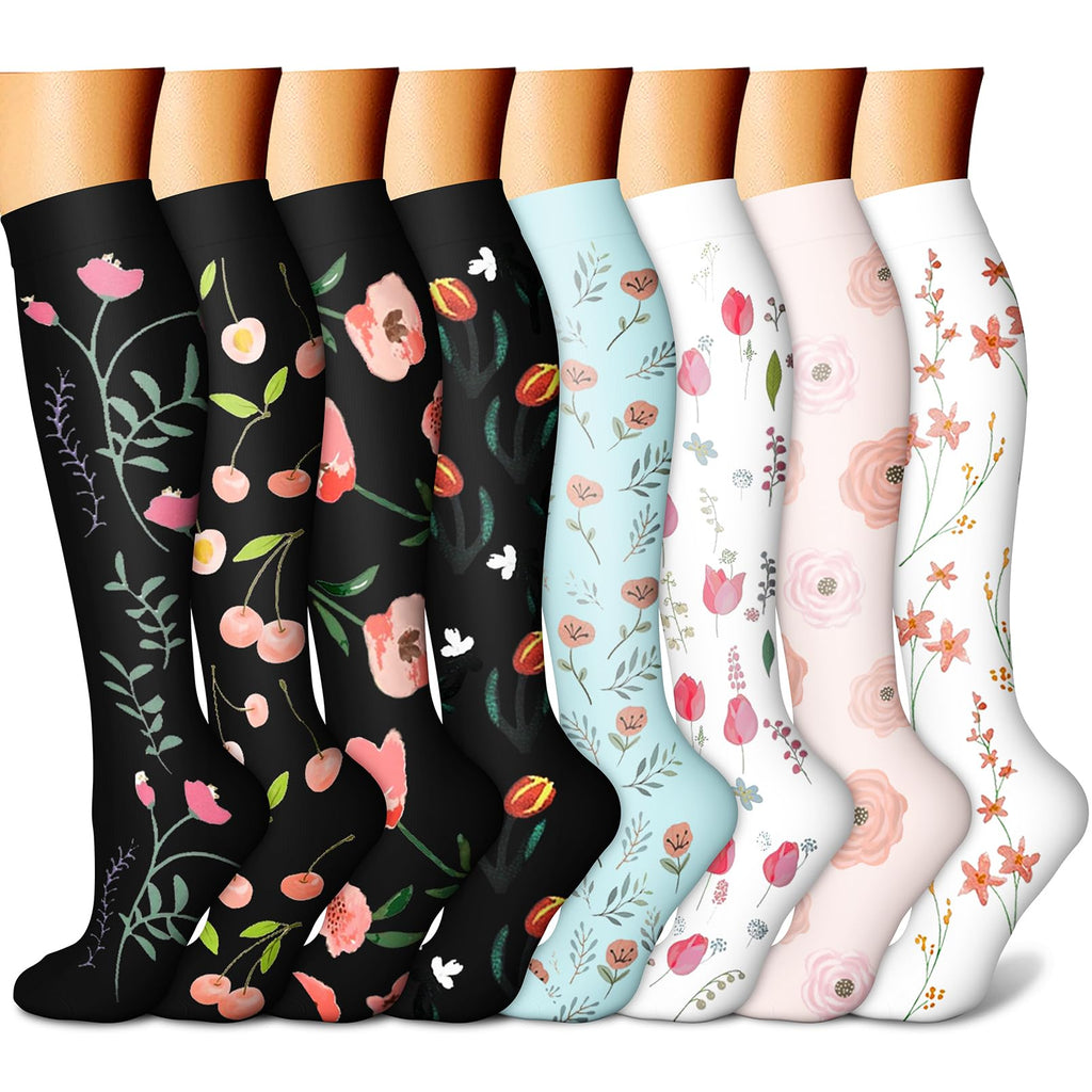 CHARMKING Compression Socks for Women & Men Circulation (8 Pairs) 15-20 mmHg is Best Support for Athletic Running,Cycling - 3Sons Sports & Fitness