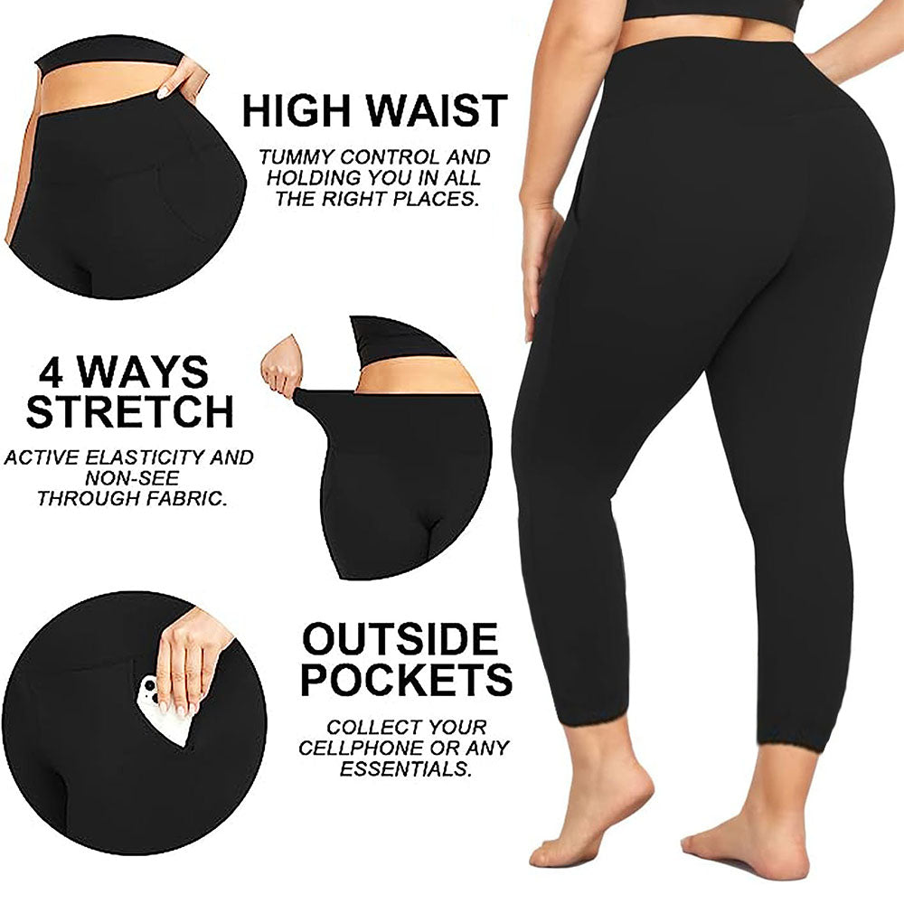 Nausy Women'S High Waist Yoga Pants with Pockets plus Size Leggings Tummy Control Workout Yoga Leggings