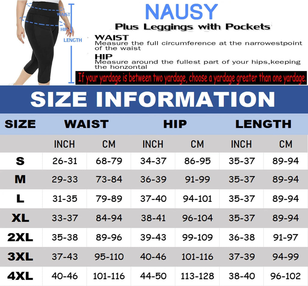Nausy Women'S High Waist Yoga Pants with Pockets plus Size Leggings Tummy Control Workout Yoga Leggings