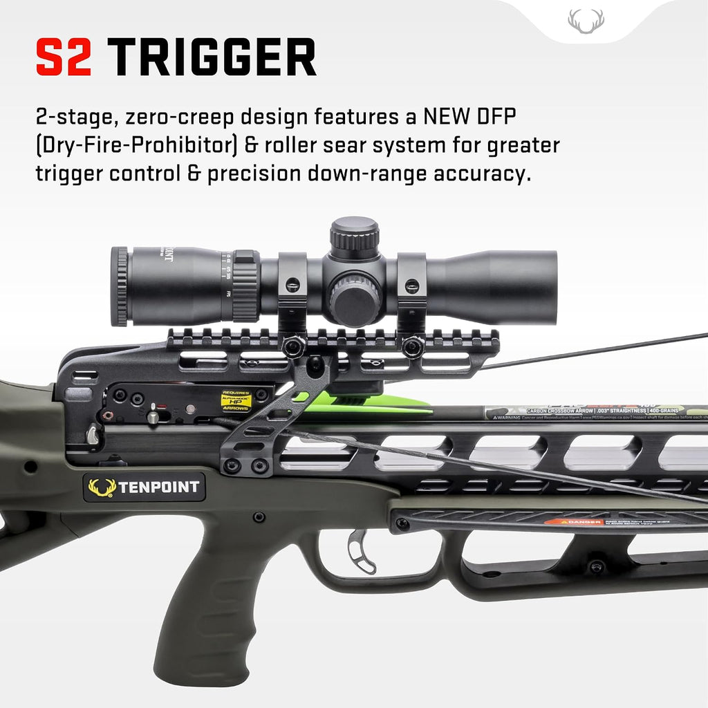 Tenpoint Turbo X Crossbow - 415 FPS - Equipped with 100-Yard Rangemaster Scope, Acuslide Cocking & De-Cocking System + S2 Trigger