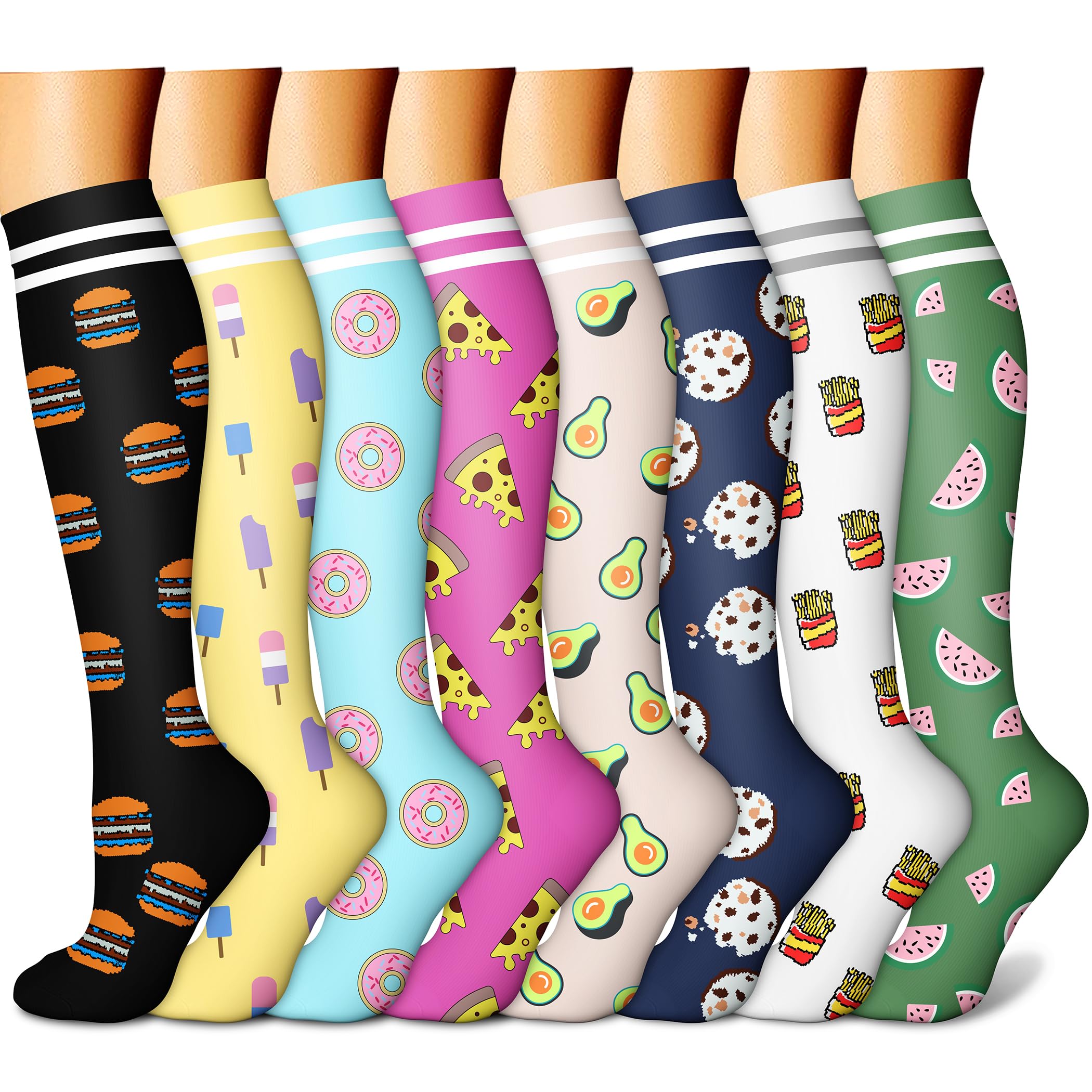 CHARMKING Compression Socks for Women & Men Circulation (8 Pairs) 15-20 mmHg is Best Support for Athletic Running,Cycling - 3Sons Sports & Fitness