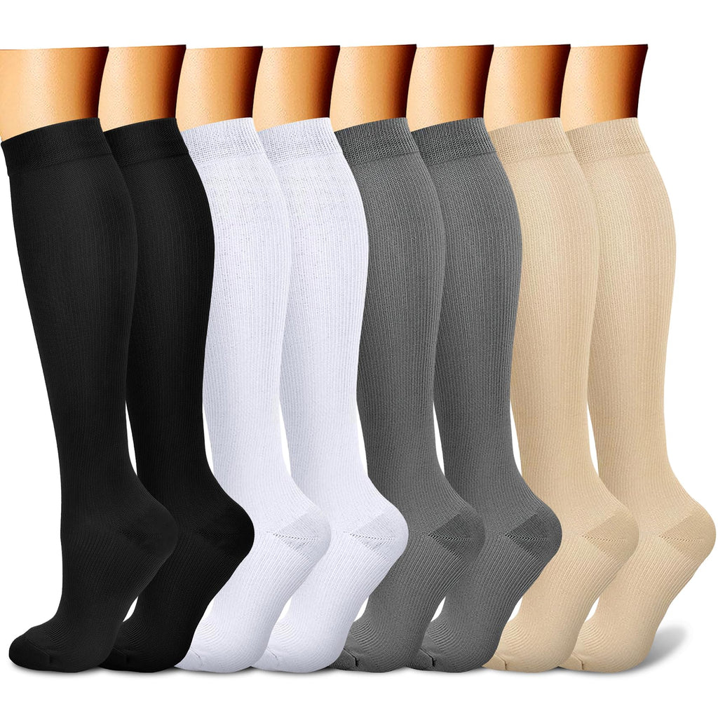 CHARMKING Compression Socks for Women & Men Circulation (8 Pairs) 15-20 mmHg is Best Support for Athletic Running,Cycling - 3Sons Sports & Fitness
