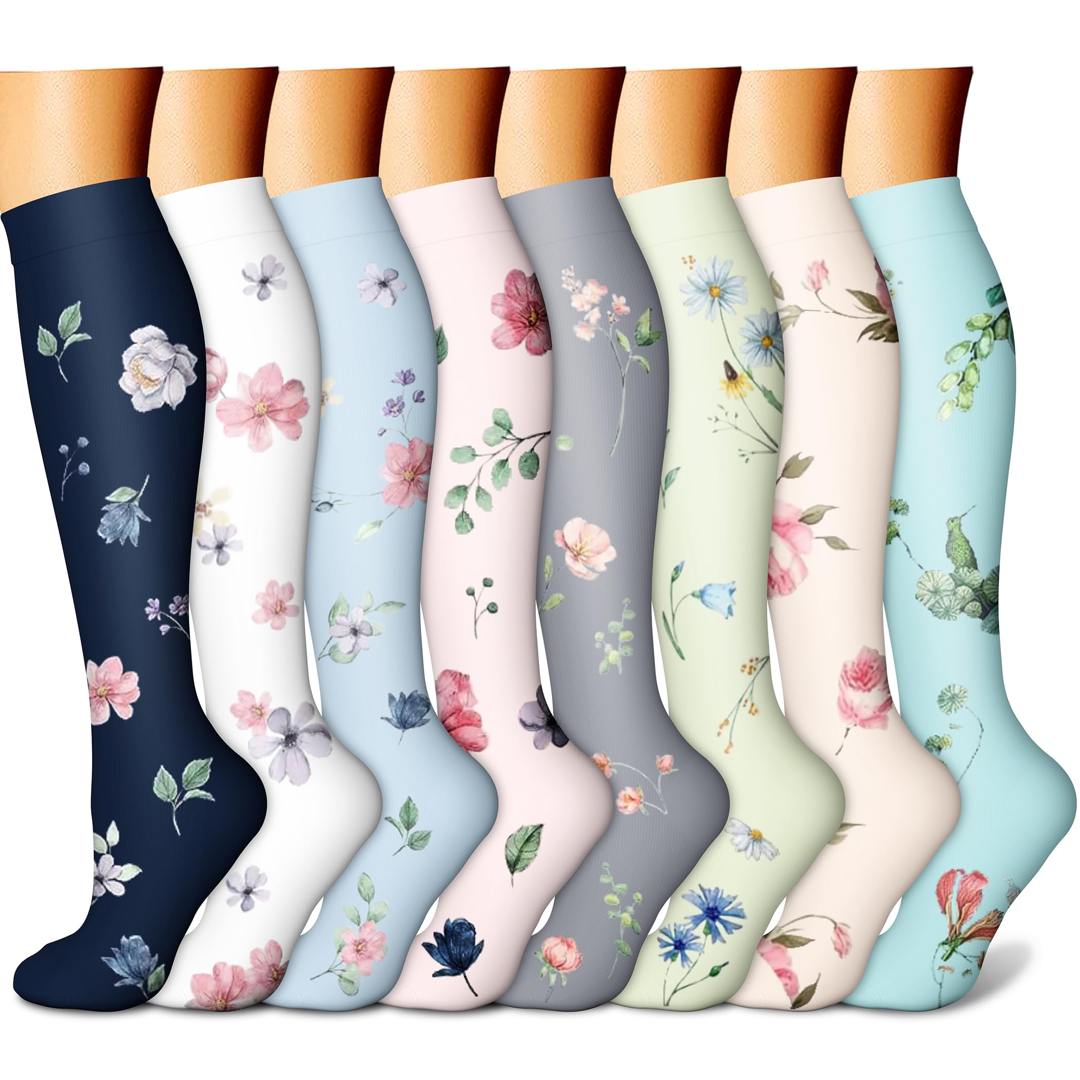 CHARMKING Compression Socks for Women & Men Circulation (8 Pairs) 15-20 mmHg is Best Support for Athletic Running,Cycling - 3Sons Sports & Fitness