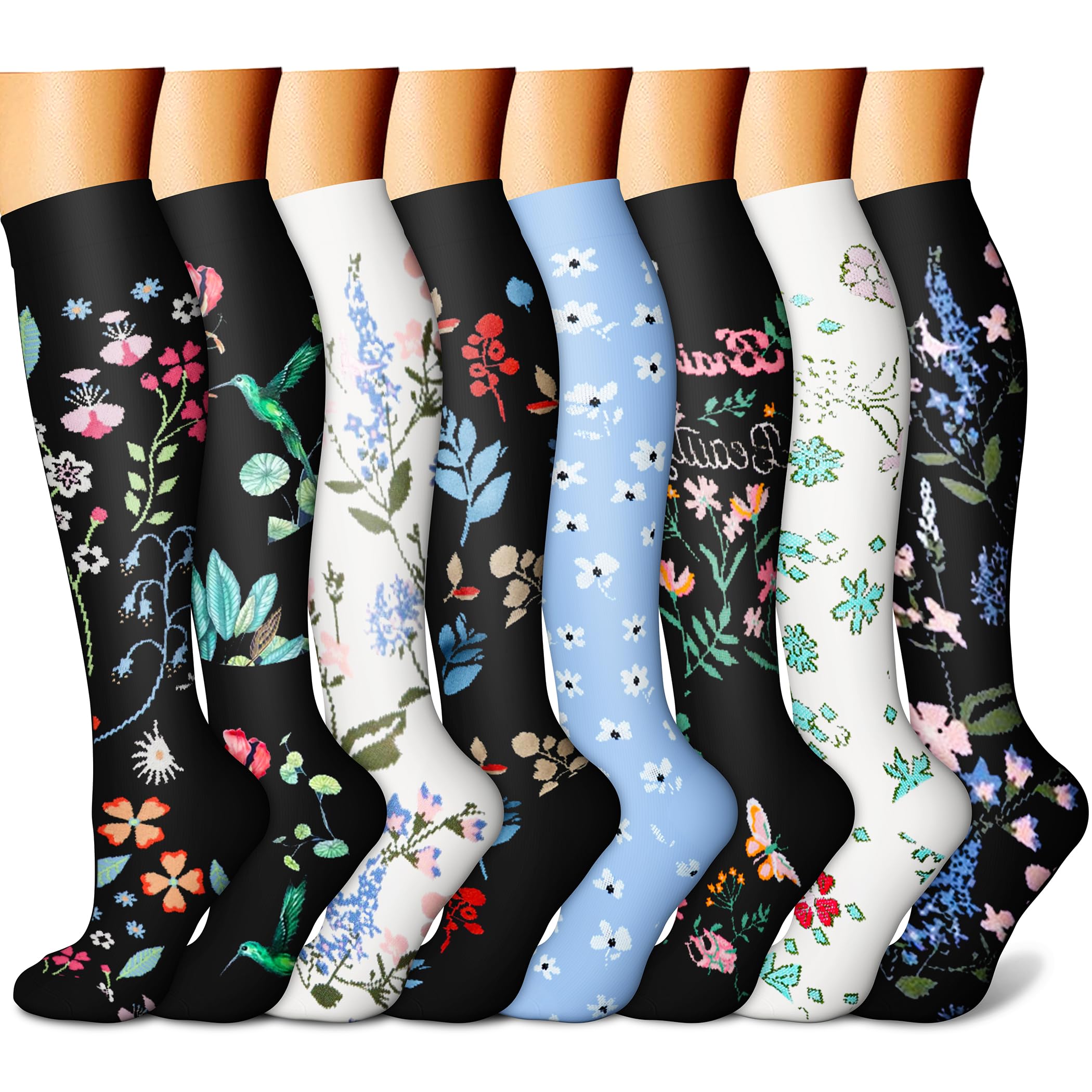 CHARMKING Compression Socks for Women & Men Circulation (8 Pairs) 15-20 mmHg is Best Support for Athletic Running,Cycling - 3Sons Sports & Fitness