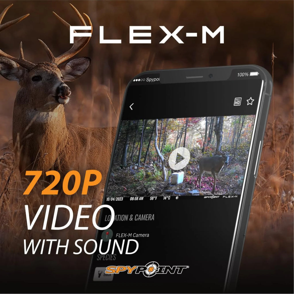SPYPOINT Flex-M Cellular Trail Camera, 28MP Photos, 720P Video with Sound, Night Vision, Motion Activated, Dual-Sim LTE, 1 Pack