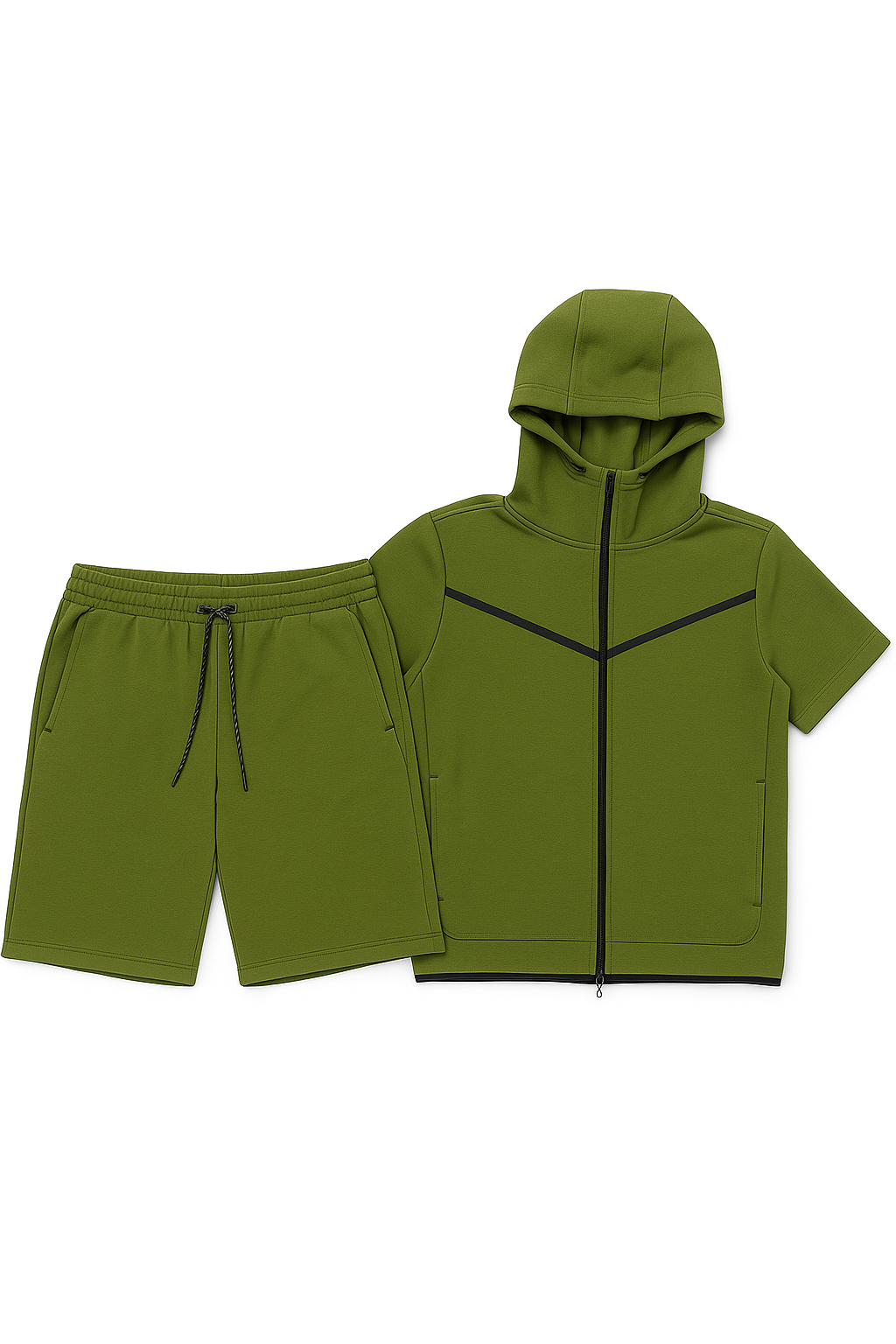 Men’s TechFlex Hooded Zip-Up Short Set - 3Sons Sports & Fitness