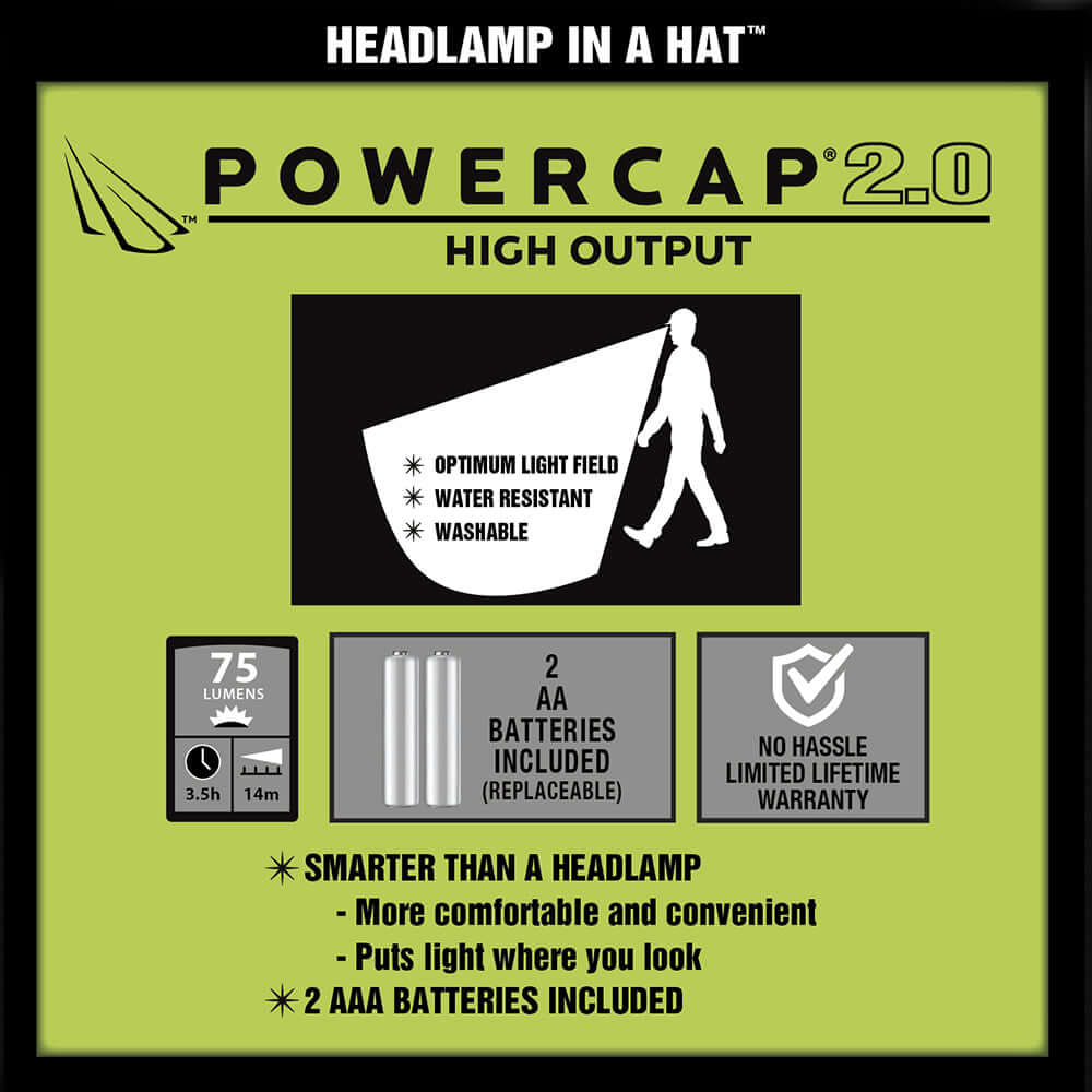 POWERCAP 2.0 Mike Iaconelli Pro Series Fishing LED Lighted Headlamp Hat - 3Sons Sports & Fitness