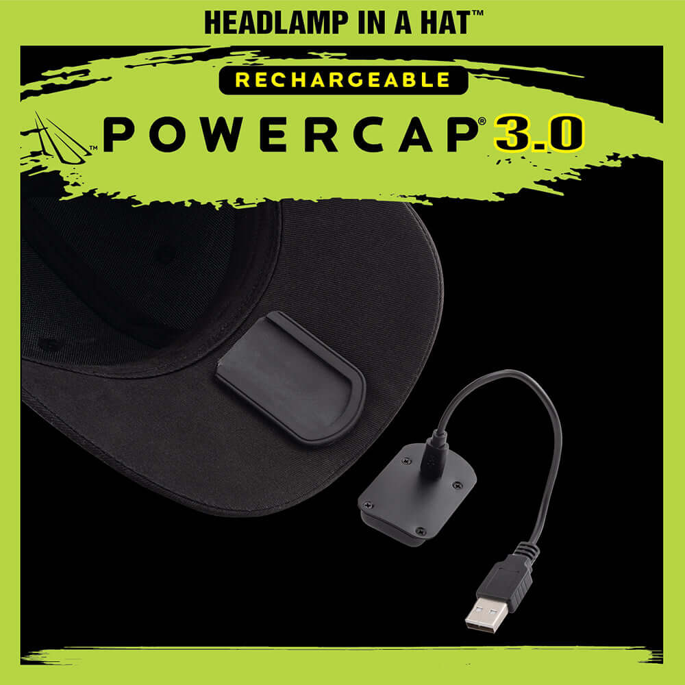 POWERCAP 3.0 Rechargeable LED Lighted Headlamp Hats and IPX4 Rating - One Size - 3Sons Sports & Fitness