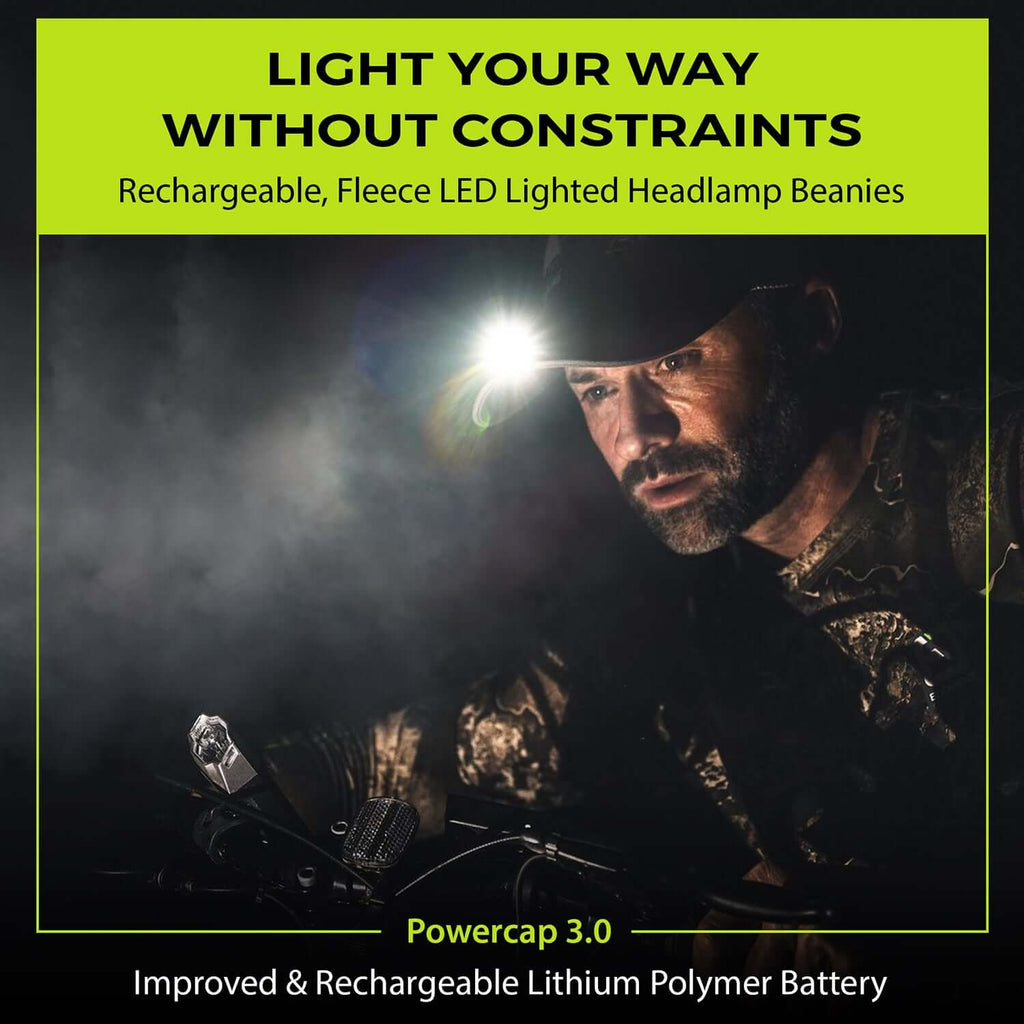 POWERCAP 3.0 Rechargeable LED Lighted Headlamp Hats and IPX4 Rating - One Size - 3Sons Sports & Fitness