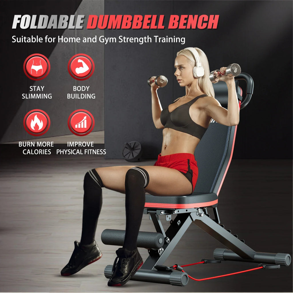 Foldable 14-in-1 Pre-Assembled Dumbbell Bench for Full Body Workout - 3Sons Sports & Fitness