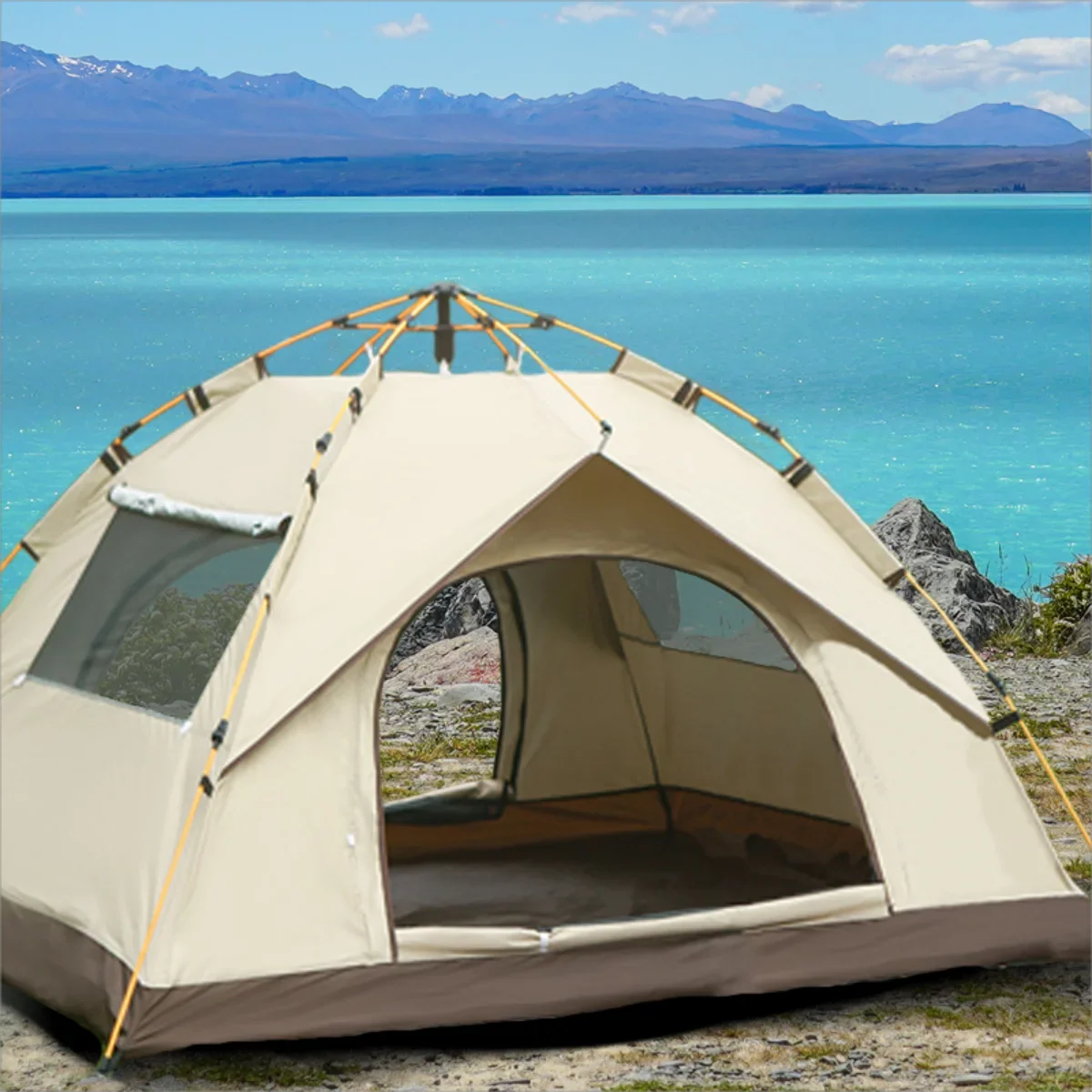 Pakicetus Outdoor Sunshade Camping Tent With Two Doors And Windows - 3Sons Sports & Fitness