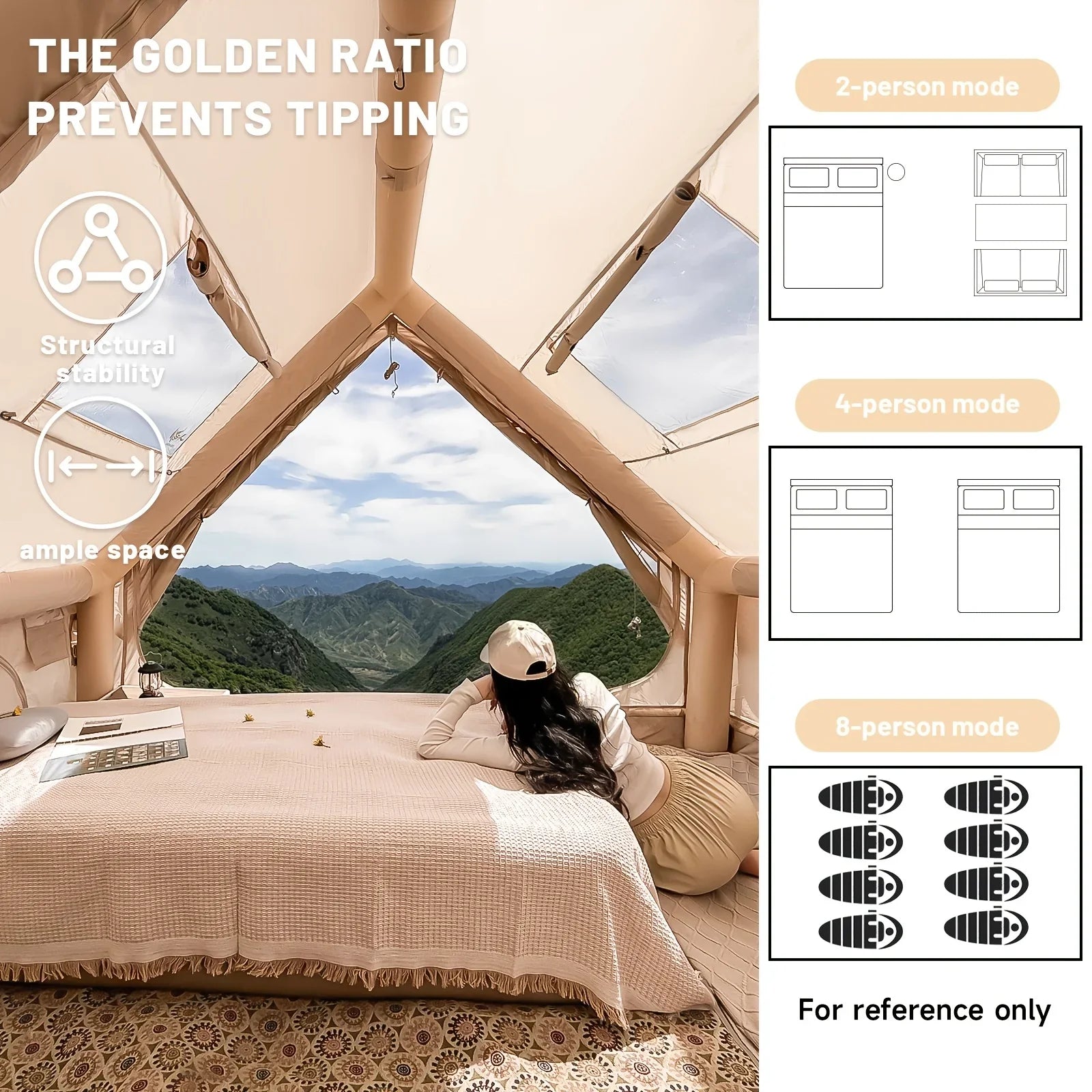 Inflatable Camping Tent With Skylight And Breathable Mesh - 3Sons Sports & Fitness