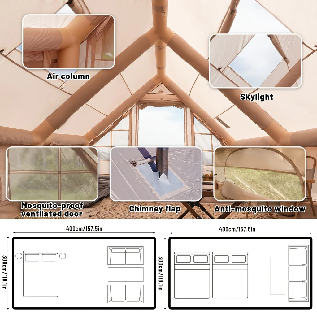 Inflatable Camping Tent With Skylight And Breathable Mesh - 3Sons Sports & Fitness