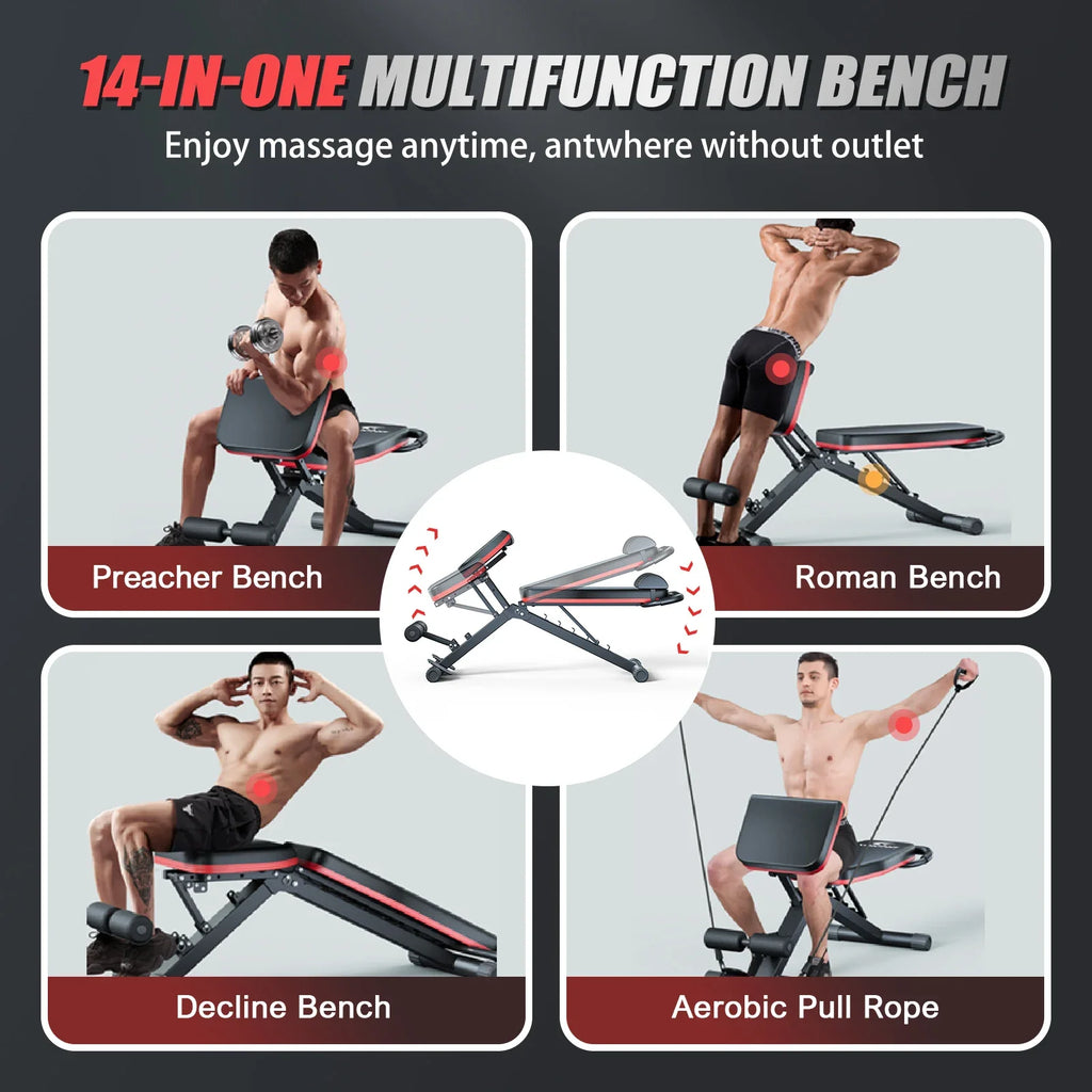 Foldable 14-in-1 Pre-Assembled Dumbbell Bench for Full Body Workout - 3Sons Sports & Fitness