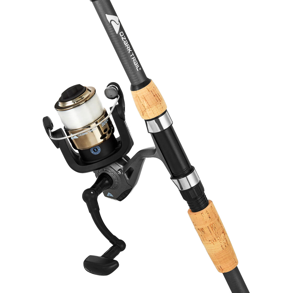 (3 Pack) Ozark Trail Composite Telescopic Fishing Rod and Reel Combo with Baits for Adults, Teens, and Kids, 6' 6", Gray