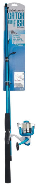 Shakespeare Catch More Fish Saltwater Spinning Kit, 6'6" Medium Heavy Fishing Rod, 50 Size Reel