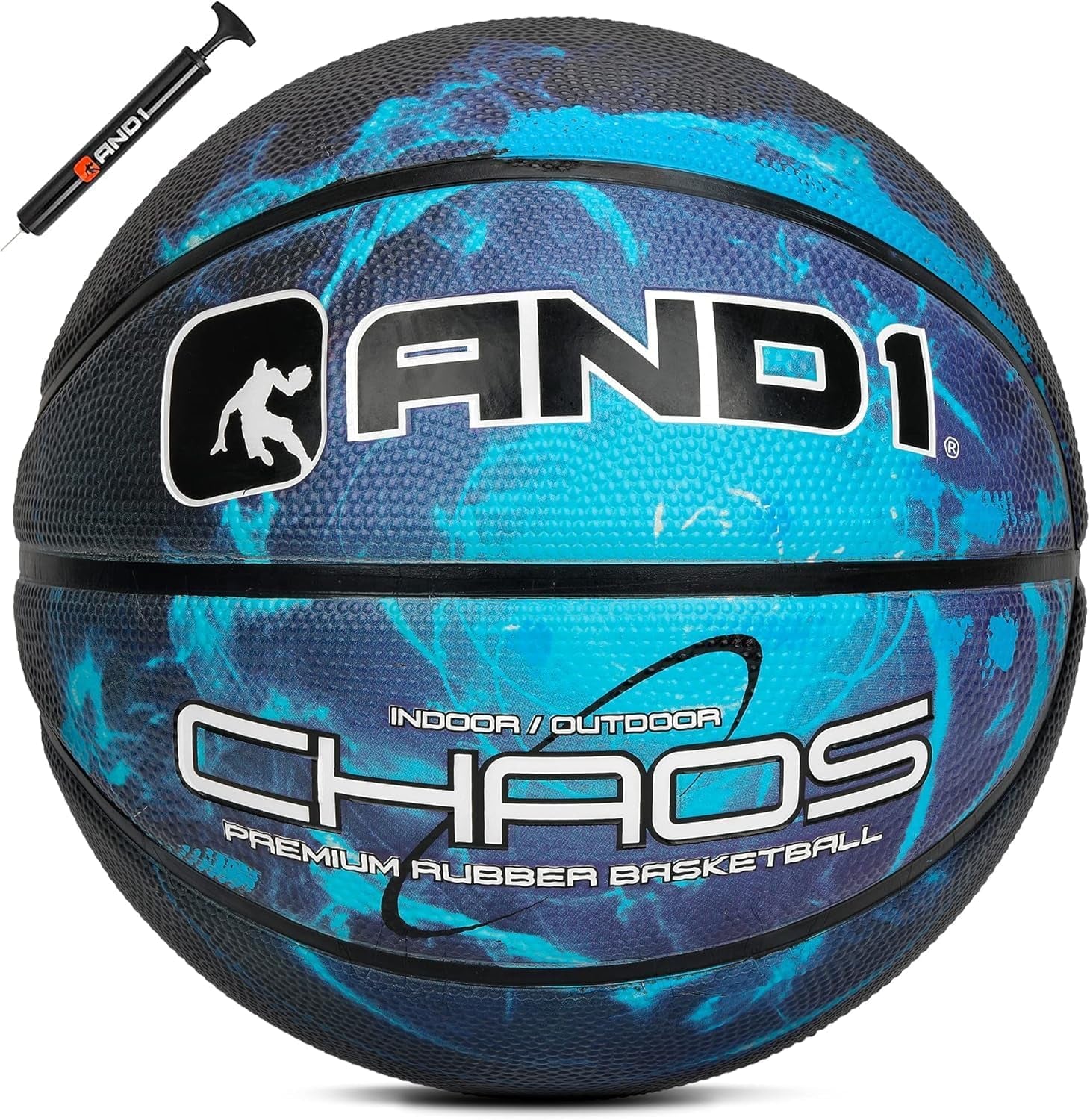 AND1 Rubber Basketball: Official Regulation Size 7 (29.5 Inches) - Deep Channel Construction Streetball, Made for Indoor Outdoor Basketball Games