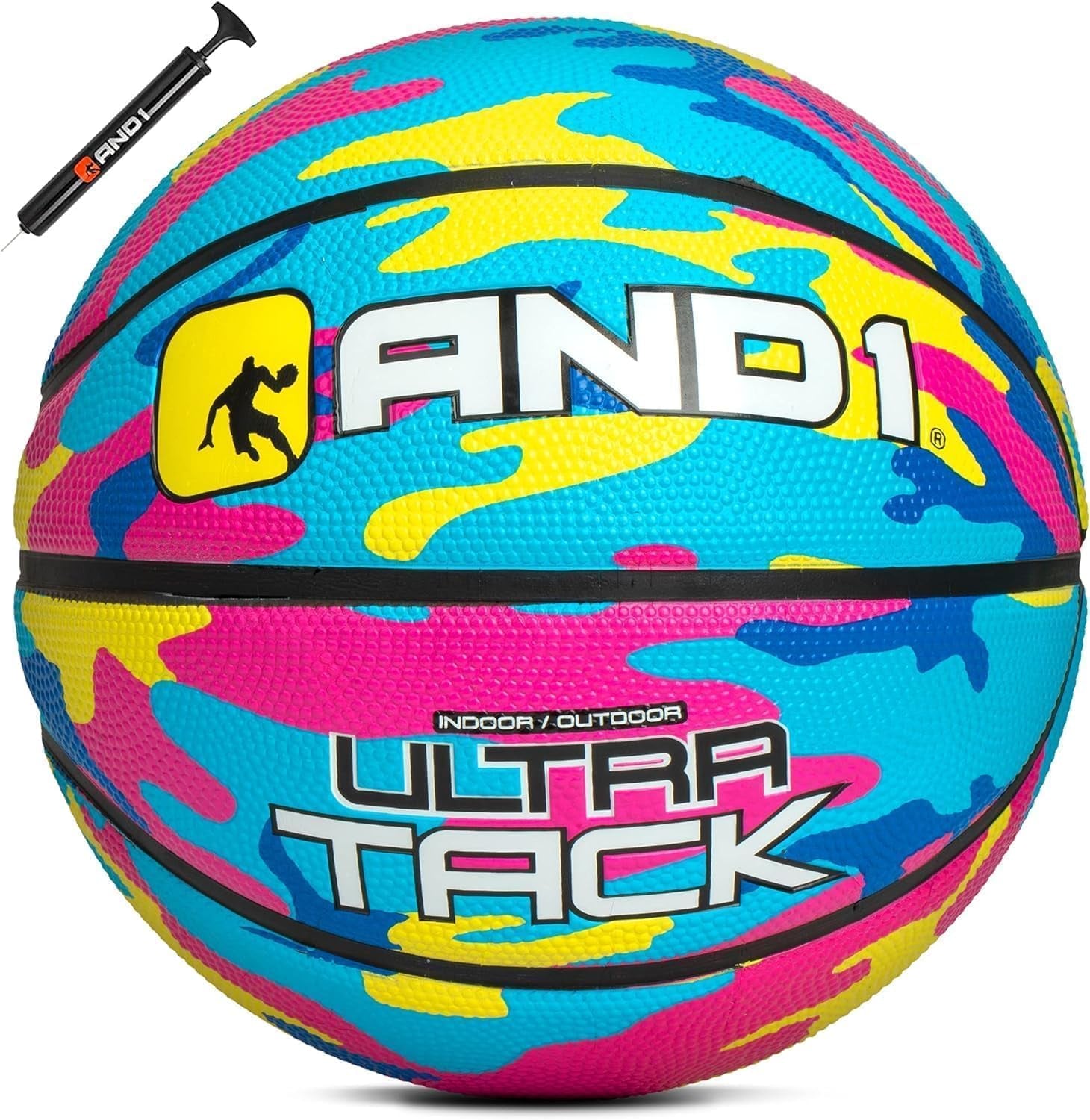 AND1 Rubber Basketball: Official Regulation Size 7 (29.5 Inches) - Deep Channel Construction Streetball, Made for Indoor Outdoor Basketball Games