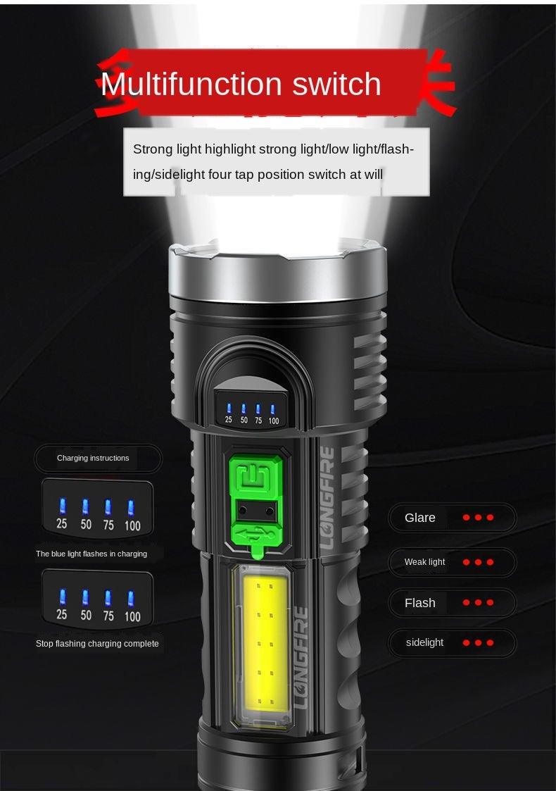 Adjustable Rechargeable Strong Mini Pocket Sized Flashlight LED Multifunctional High Lumen Light Ultra-bright Portable Flashlights Outdoor Waterproof Flashlight For Running Walking - 3Sons Sports & Fitness