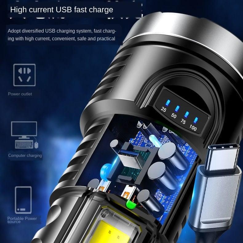 Adjustable Rechargeable Strong Mini Pocket Sized Flashlight LED Multifunctional High Lumen Light Ultra-bright Portable Flashlights Outdoor Waterproof Flashlight For Running Walking - 3Sons Sports & Fitness